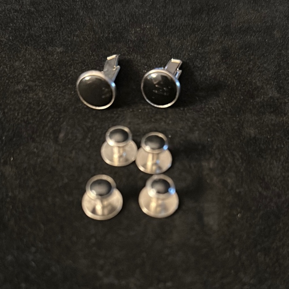 Silver and Black Cufflinks Set